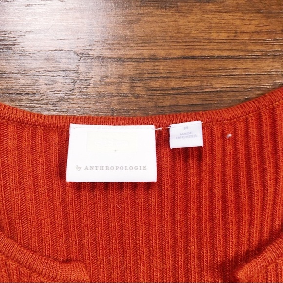 Ett Twa • Anthro Amrita tunic sweater burnt orange merino ribbed knit pullover - Picture 4 of 10